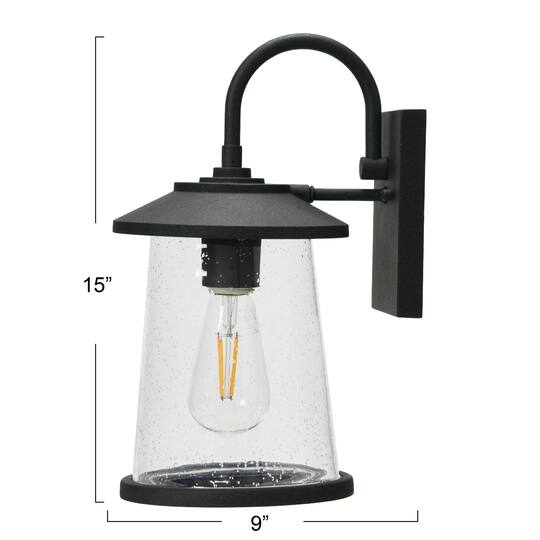 Hello Honey® Robert Stevenson Lighting Hudson 14.5" Distressed Zinc Metal & Seedy Glass Outdoor Light